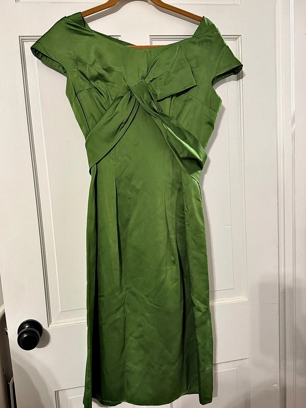 Vintage Emma Domb Olive Green Cocktail Dress Like New